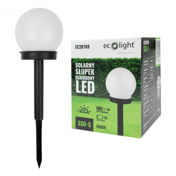 Słupek solarny LED wbijany kula Ecolight