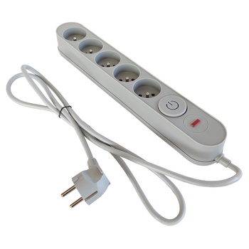 Listwa antyprzepięciowa 5 gniazd 5m z włącznikiem SZARA Plastrol