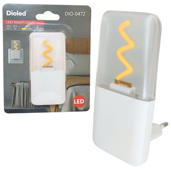 Lampka nocna LED 0,5W 3000K do kontaktu SLIM ZYGZAK czujnik zmierzchu DIO-0472 Dioled