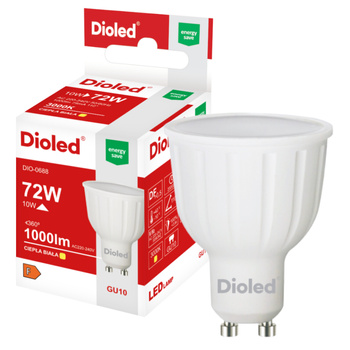 Żarówka LED GU10 10W 3000K 1000lm barwa ciepła DIO-0688 DIOLED