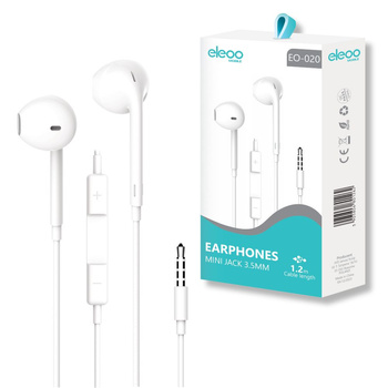 Zestaw słuchawkowy jack 3,5mm BIAŁY 1,2m do telefonu EO-020 eleoo