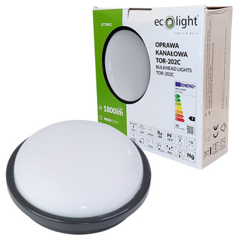 Oprawa kanałowa LED 20W 1800lm IP65 czarna okrągła Ecolight