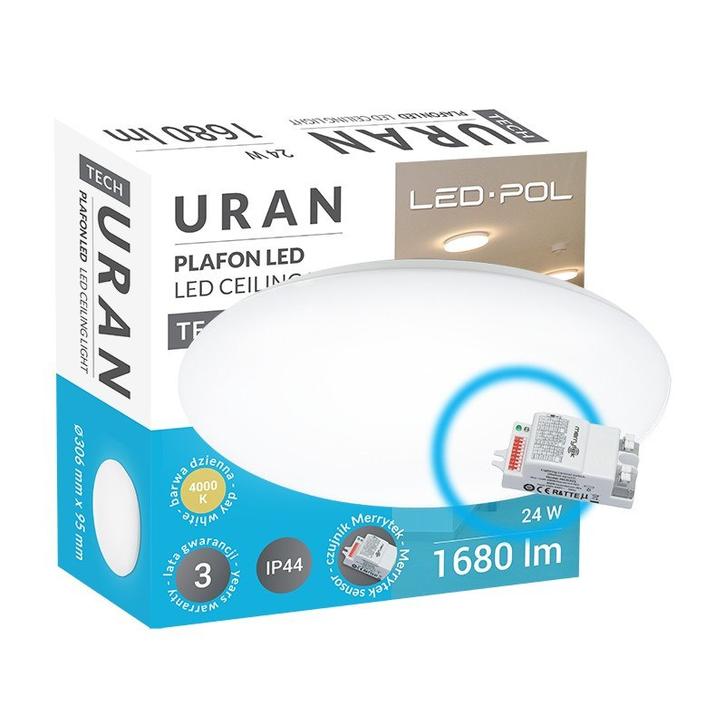 Plafon lampa LED URAN 24W 4000K IP44 czujnik ruchu