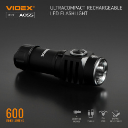 Latarka ręczna LED 10W 600lm IP68 USB-C A055 Videx