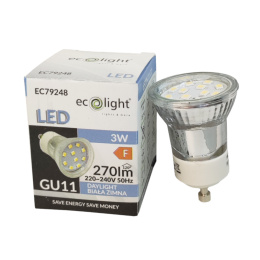 Żarówka LED GU11 GU10 3W 6500K 270lm 35mm
