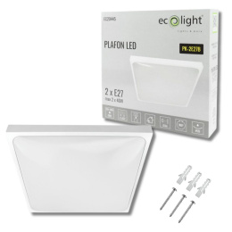 Plafon lampa LED 2xE27 kwadratowy biały IP20 Ecolight