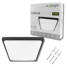 Plafon lampa LED 2xE27 kwadratowy czarny IP20 Ecolight