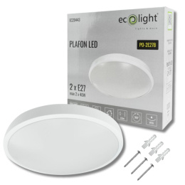 Plafon lampa LED 2xE27 okrągły biały IP20 Ecolight