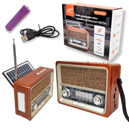 Radio przenośne NETTA RETRO z panelem solarnym FM/USB/SD BLUETOOTH LTC