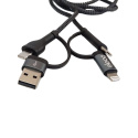 Kabel w oplocie USB-A/USB-C do USB-C/Lightning 3A 1m CZARNY EO-017
