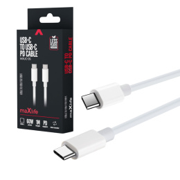 Kabel przewód USB-C - USB-C 1m 60W PD biały maXlife