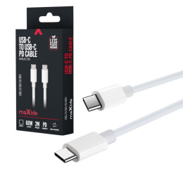 Kabel przewód USB-C - USB-C 2m 60W PD biały maXlife