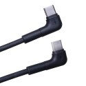 Kabel przewód USB-C - USB-C 1m 60W PD kątowy 90 stopni czarny maXlife
