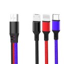 Kabel przewód 3w1 USB - microUSB USB-C Lightning 1.2m 2.4A XO