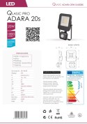 Naświetlacz halogen LED ADARA 20W z czujnikiem ruchu zimny