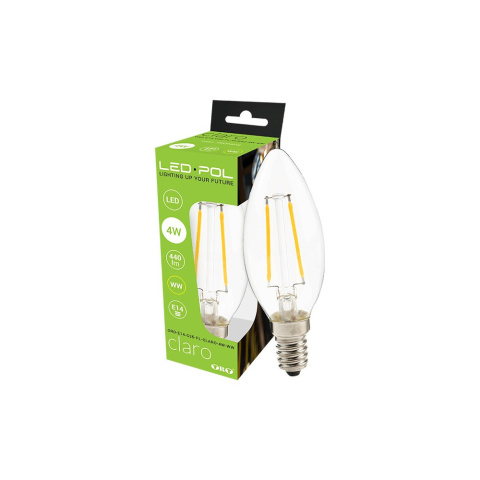 Żarówka LED E14 4W ciepła świeczka filament LED-POL