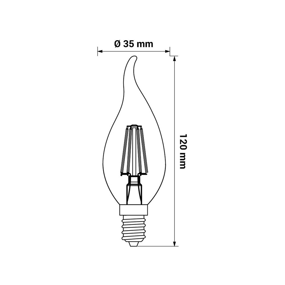 Żarówka LED E14 4W neutralna świeczka dekoracyjna filament LED-POL