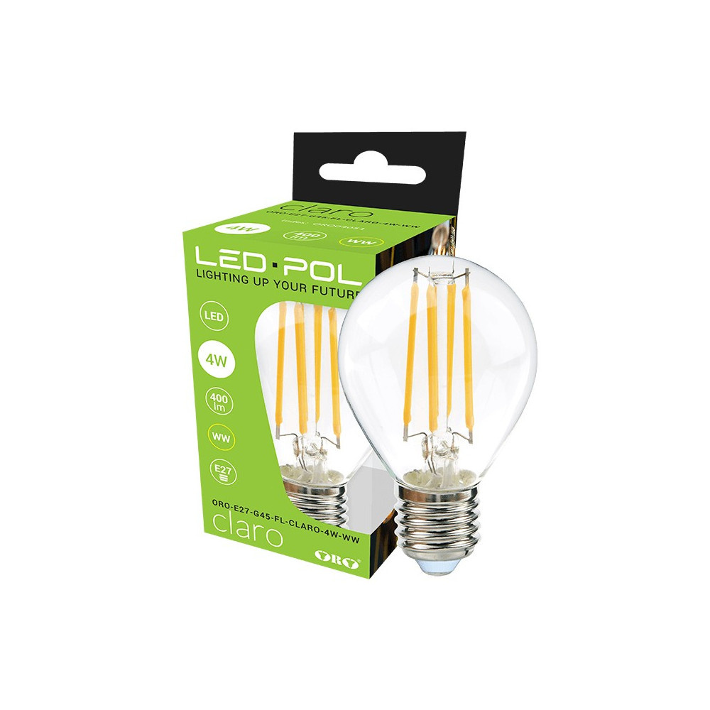 Żarówka LED E27 4W ciepła kulka filament LED-POL