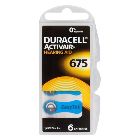 Baterie do aparatów słuchowych Duracell Activair 675 - 6 sztuk