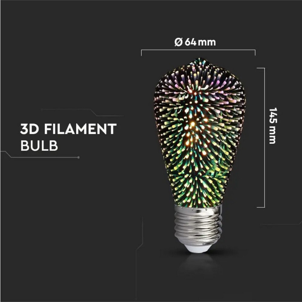 Żarówka dekoracyjna 3W E27 filament 3D efekt gwiazd