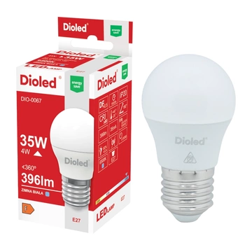 Żarówka LED kulka E27 4W 6500K 396lm barwa zimna Dioled