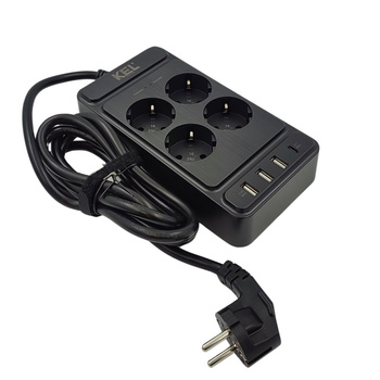 Przedłużacz 4 gniazda z uziemieniem + włącznik 2m 3xUSB-A 1xUSB-C W-00355 Plastrol