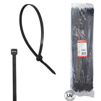 Opaski kablowe zaciskowe 7,6x540 UV czarne trytki ERKO