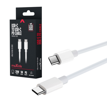 Kabel 2x USB-C 1m 20W PD 3.0 BIAŁY MXUC-05 MaXlife