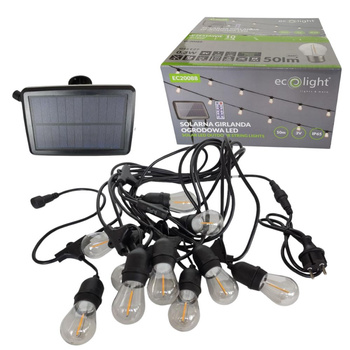 Girlanda ogrodowa solarna 10m 10x E27 0,3W Ecolight