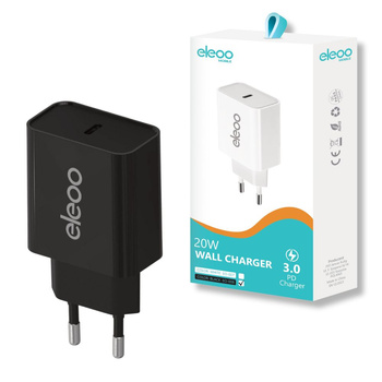 Ładowarka sieciowa USB-C 3A PD 20W CZARNA EO-008 eleoo