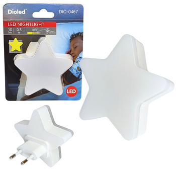 Lampka nocna LED 0,5W 2700K do kontaktu GWIAZDKA czujnik zmierzchu DIO-0467 Dioled
