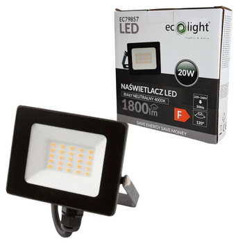 Naświetlacz halogen LED 20W 4000K 1800lm IP65 Ecolight